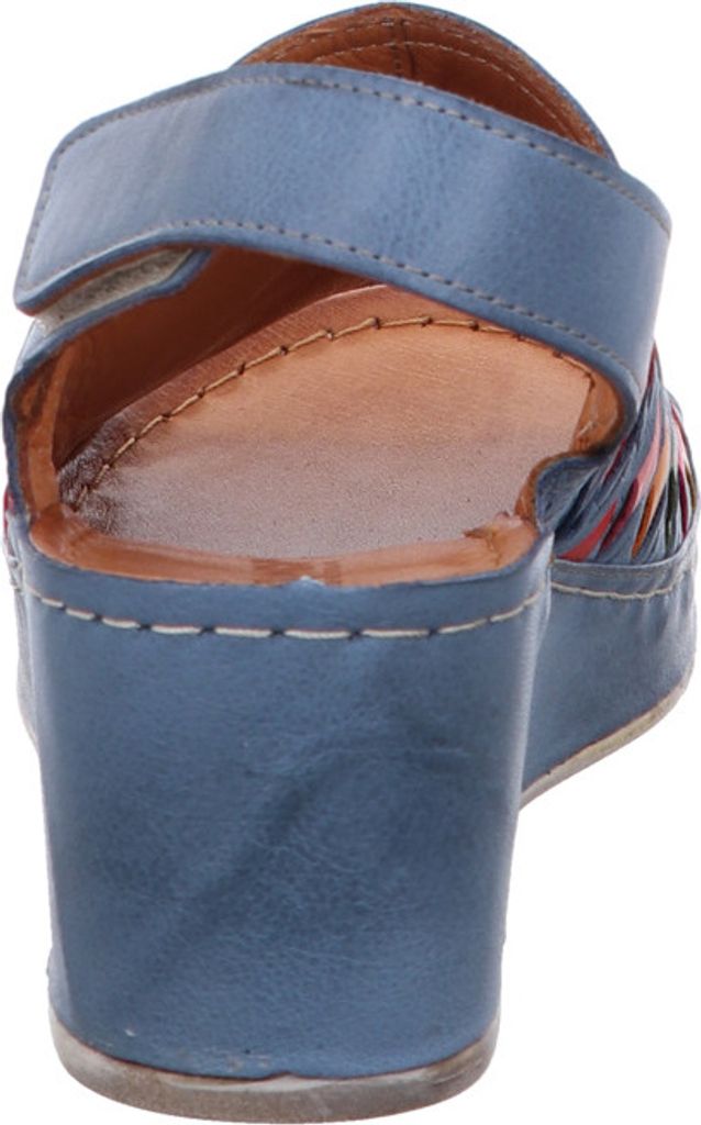 Gemini Damen Sandalen Flechtoptik Keilabsatz Slingback Klettverschluss 032672-02, Größe:38 EU, Farbe:Blau