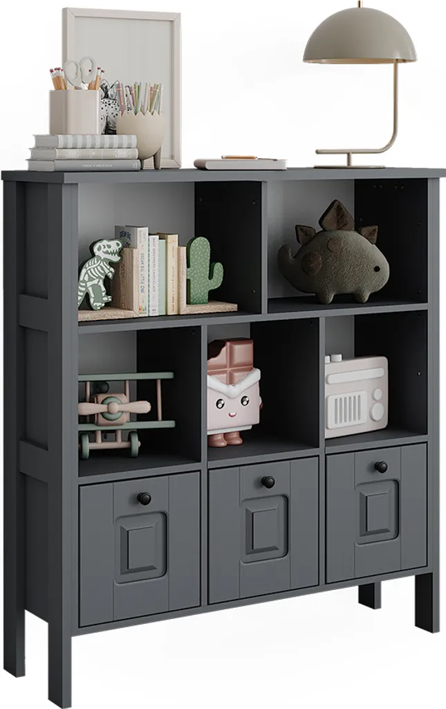 Meuble bibliothèque Vitalispa Ajaton gris 103cm avec 9 compartiments - 7