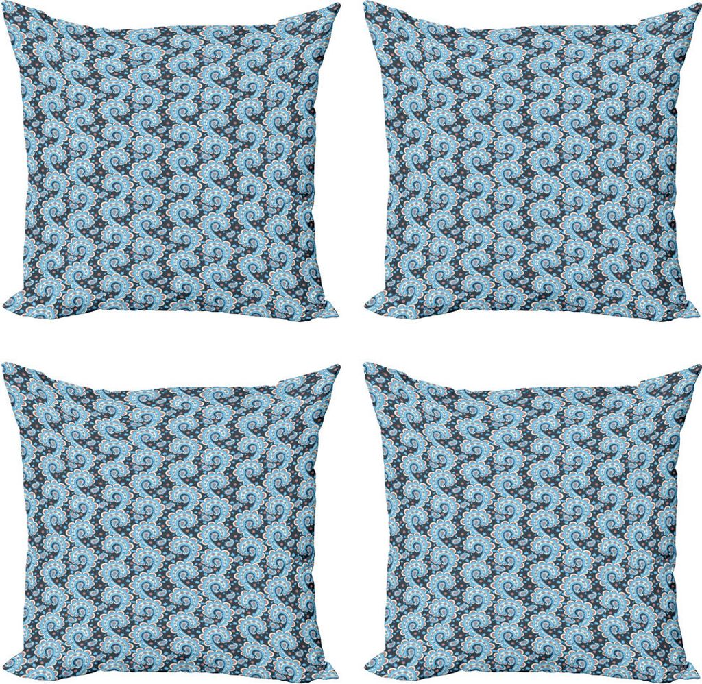 ABAKUHAUS Paisley Kissenbezug Set (4 Stück), mittelalterliche Blumen, Moderner Doppelseitiger Digitaldruck, 40 cm x 40 cm, Mehrfarbig