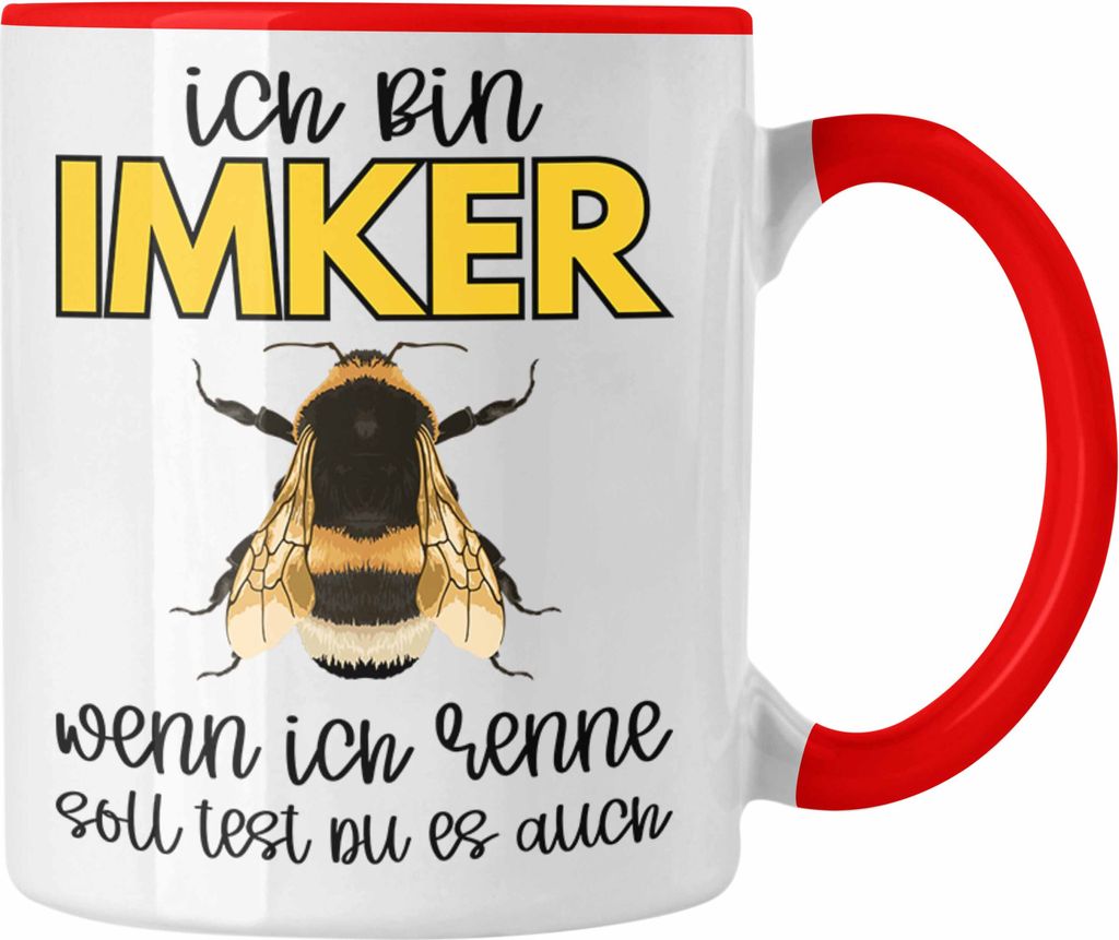 Trendation - Imker Geschenk Tasse Bienenzucht Kaffeetasse Geschenkideen Bienenzüchter Bienen Zuebhör Geschenke Wenn Ich Renne Solltest Du Es Auch...