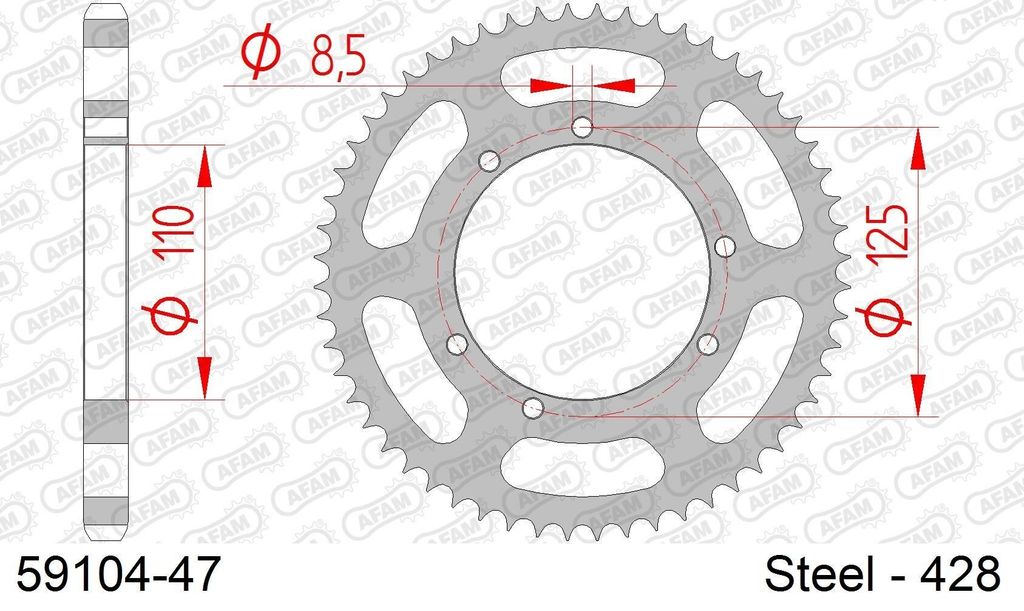 AFAM Kettenrad Stahl Standard - 428