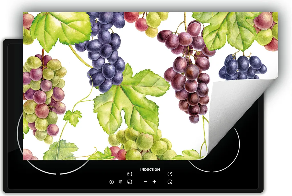DarHaus Piastra di copertura per stufe 90x52 cm Tappetino antiscivolo Roll-up, uva