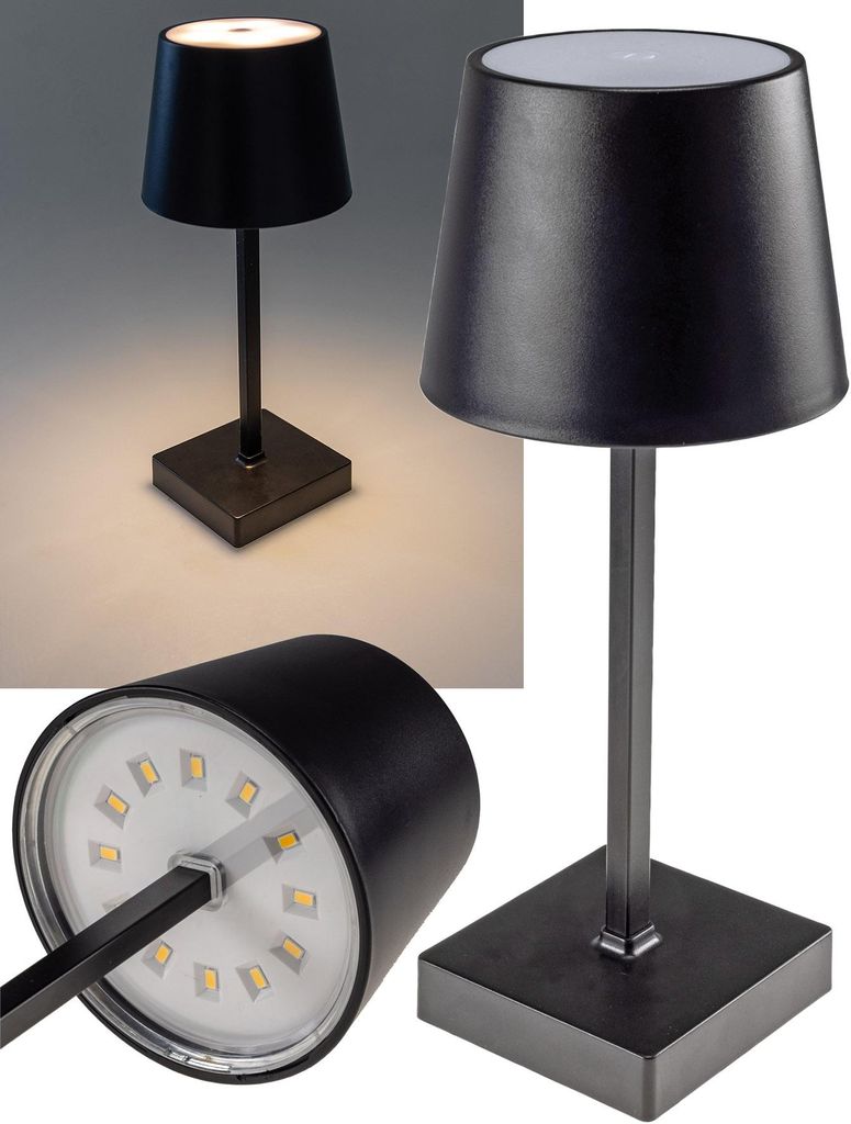 LED Tischleuchte 26cm, Schwarz 3xAAA Batterie, dimmbar, Produktbild 