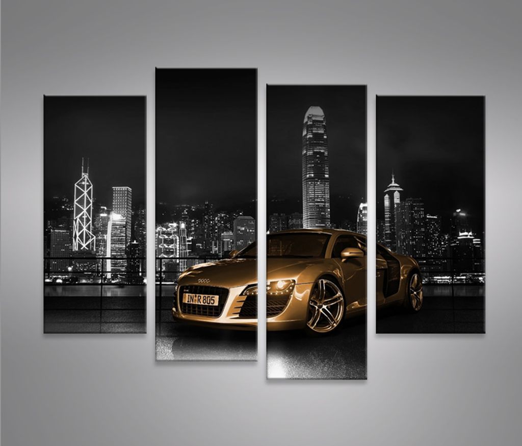 R8 V4 Audi 4 Bilder Modernes Bild auf Leinwand Wandbild Poster 