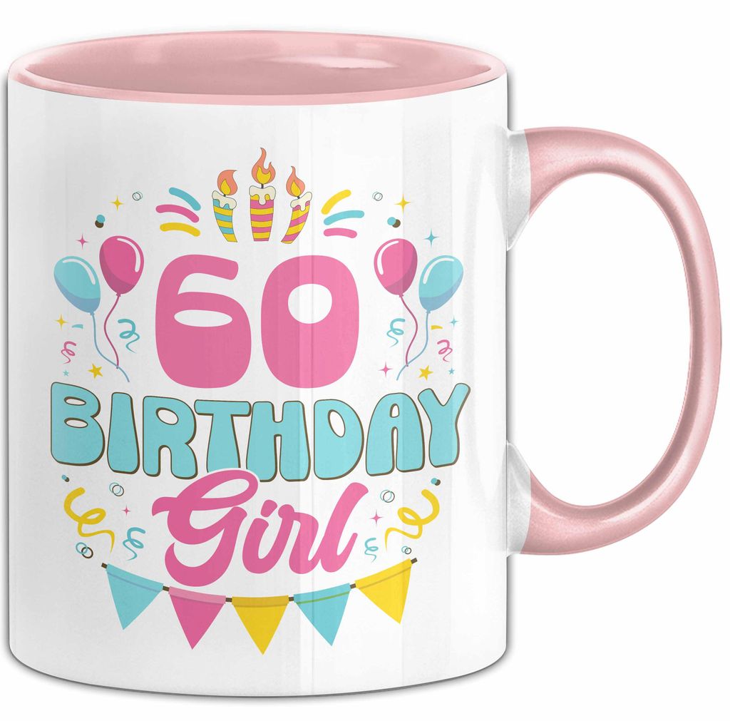 60. Geburtstag Tasse Frauen Mädchen Geschenkidee Lustig 60 Birthday Girl Lustiger Spruch Mutter Mama Oma (Rosa)