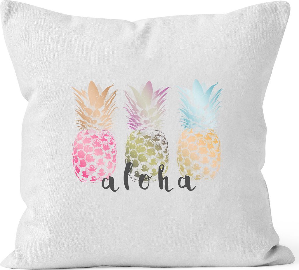 Kissenbezug Aloha Ananans Pineapple Kissenhülle Dekokissen 40x40 Baumwolle Autiga weiß unisize