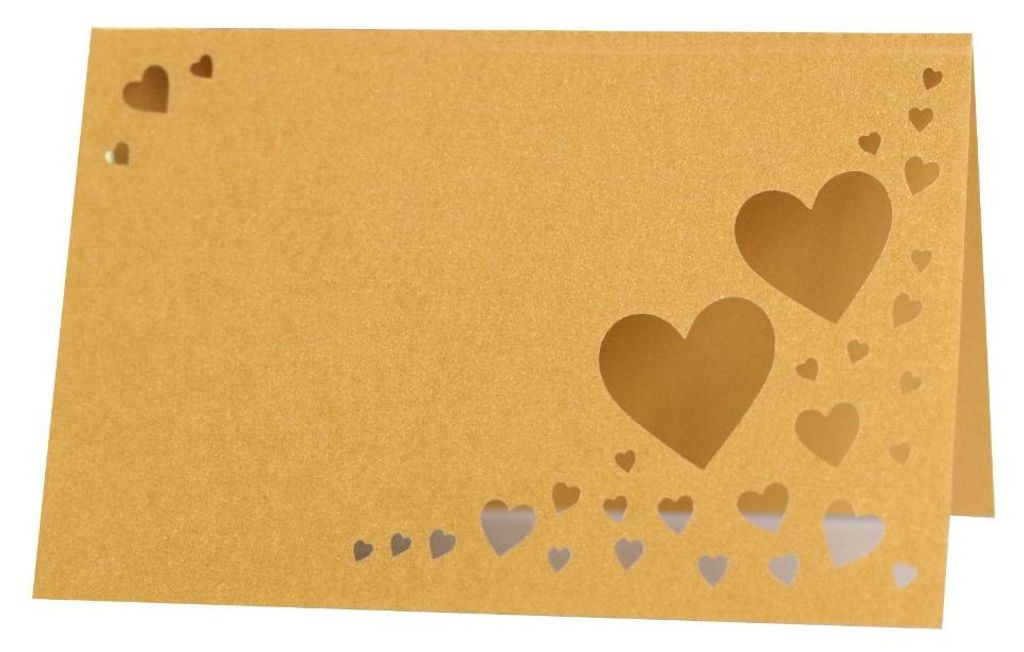 Set Mit 50 Tischkarten - Laser-Herz-Ausschnitt-Design, Elegante Tisch-Namensschilder Für Hochzeiten, Partys, Veranstaltungen(Gold)