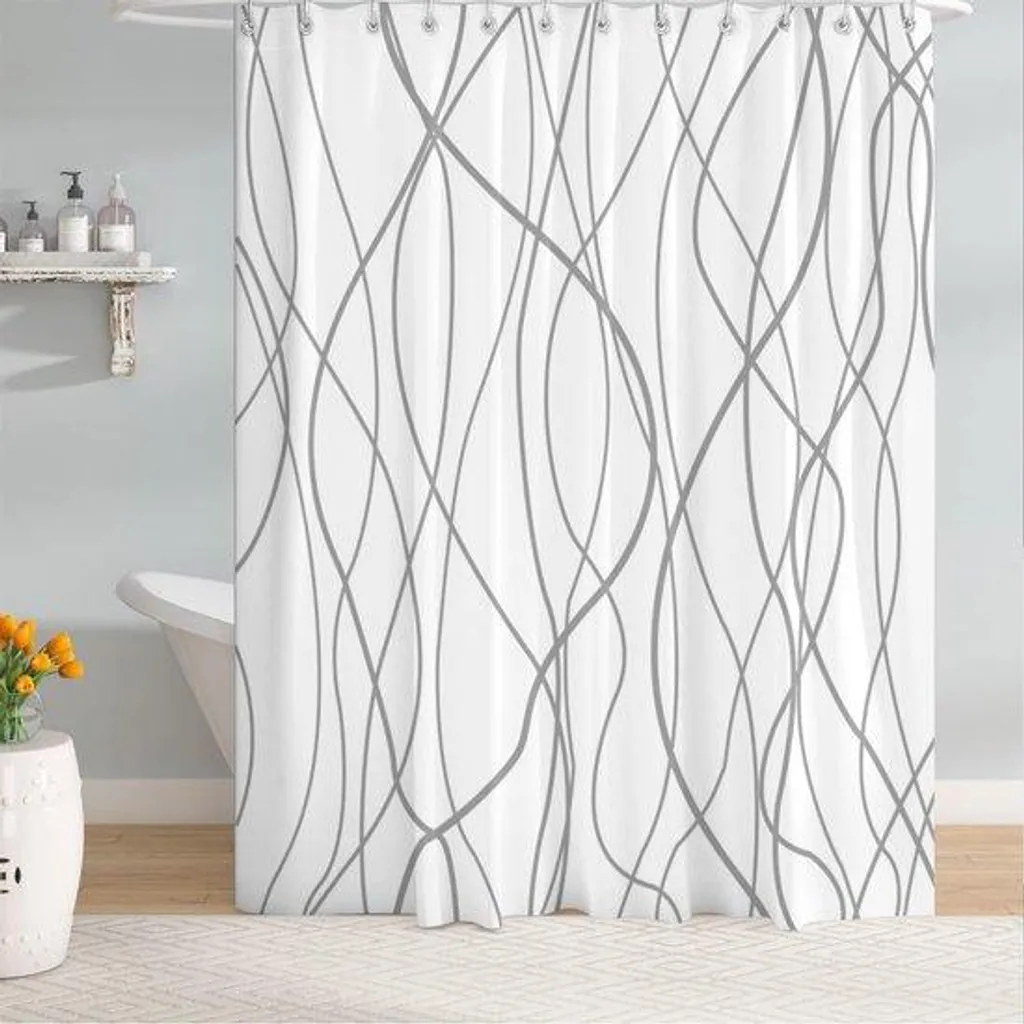 Rideau de douche 180x200 cm avec anneaux pour salle de bain propre
