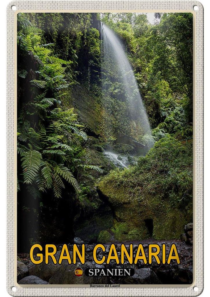 Blechschild Reise 20x30cm Gran Canaria Spanien Barranco del Laurel