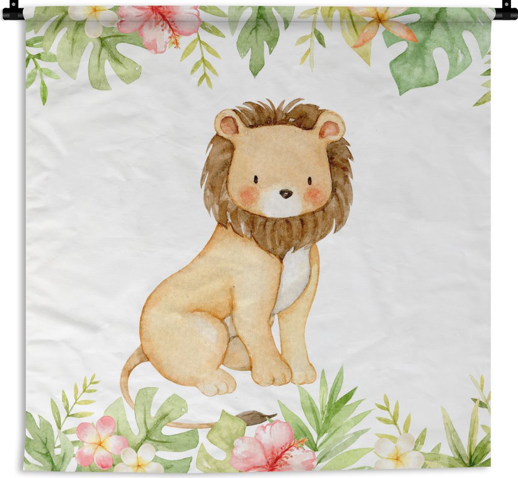 MuchoWow Wandteppich Wandbehang Löwe - Safari - Dschungel 150x150 cm Tapisserie Dekoration Wandtuch - Wohnaccessoires - Modernes