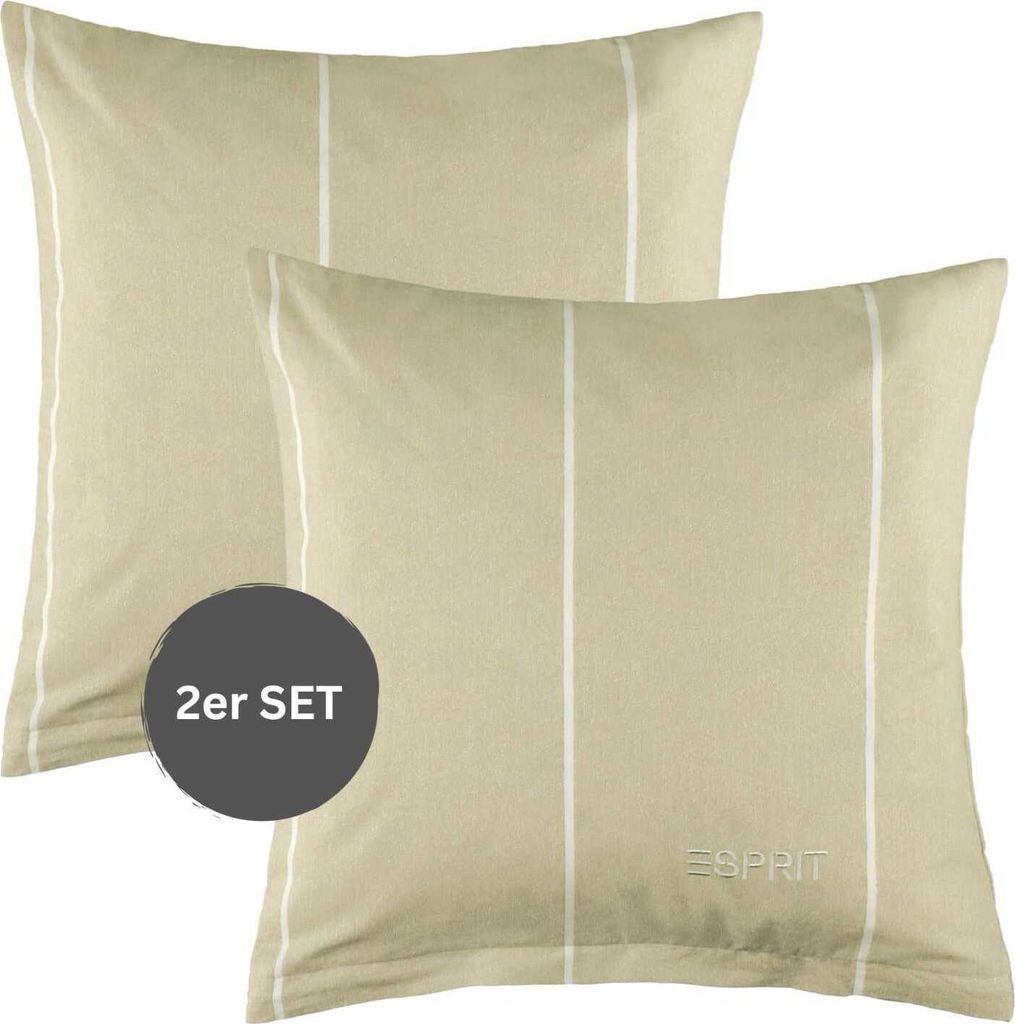 ESPRIT Renforcé Kissenbezüge und Bettwäsche HARPLINES Beige 40 x 40 cm 2er Pack