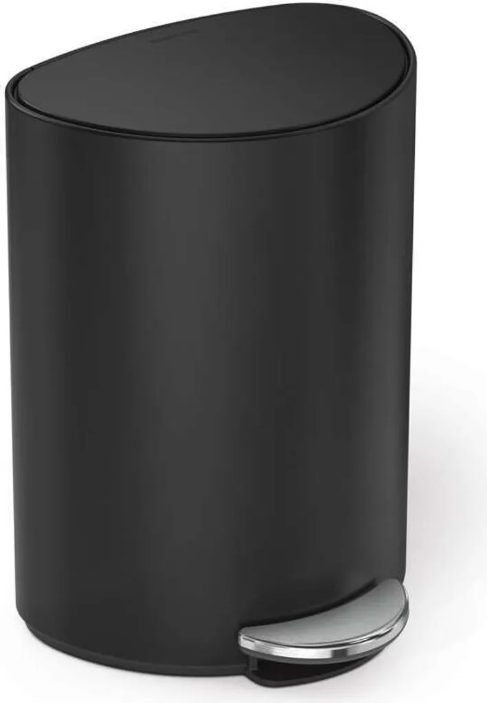 Simplehuman 6L - Petite Poubelle Demi-Ronde Noir pour Petit Espace