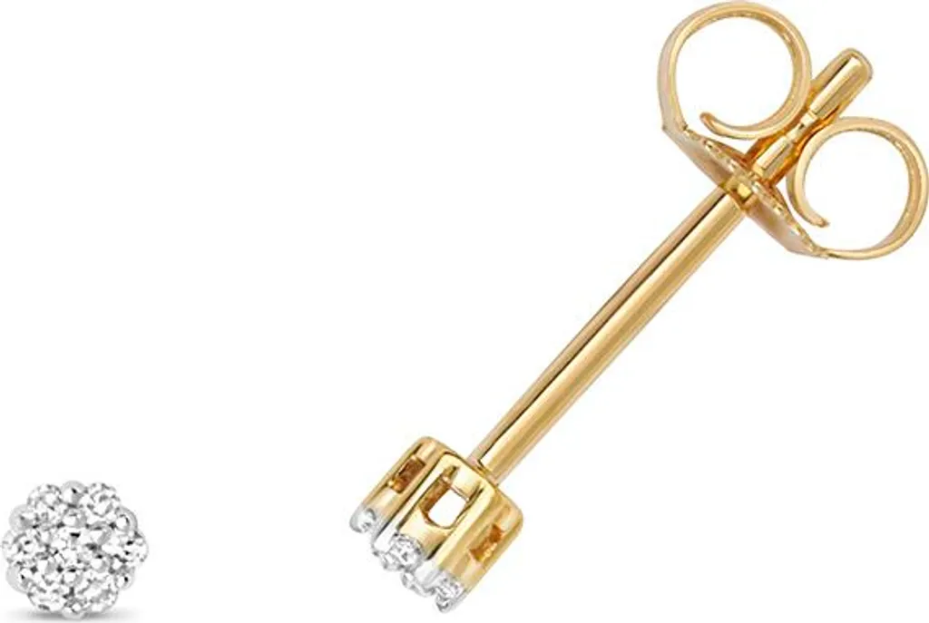 Puces d'Oreilles en Or Jaune 9K et Diamant Solitaire pour Femme