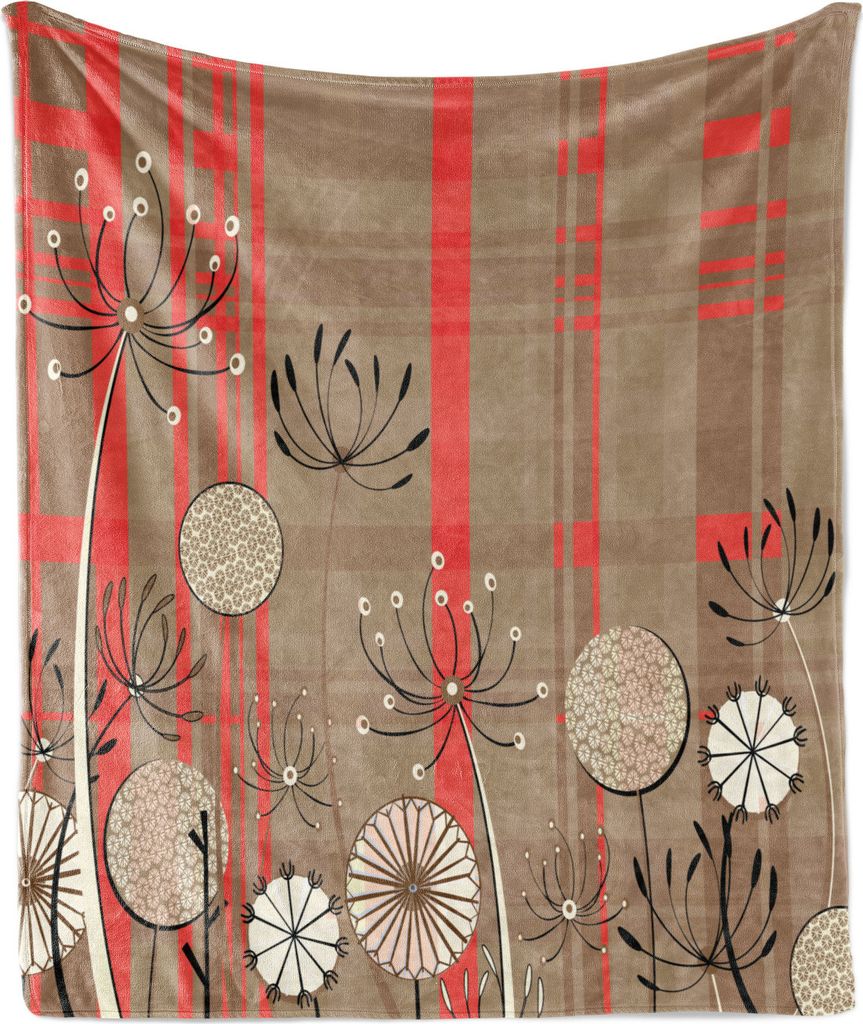 ABAKUHAUS Blume Weich Flanell Fleece Decke, Vintage Style Botanik Artsy, Gemütlicher Plüsch für den Innen- und Außenbereich, 125 x 175 cm, Salm...