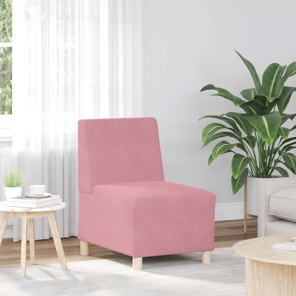 Modulo Divano Velluto Rosa 55 cm | Arredo Modulare Senza Braccioli - 2