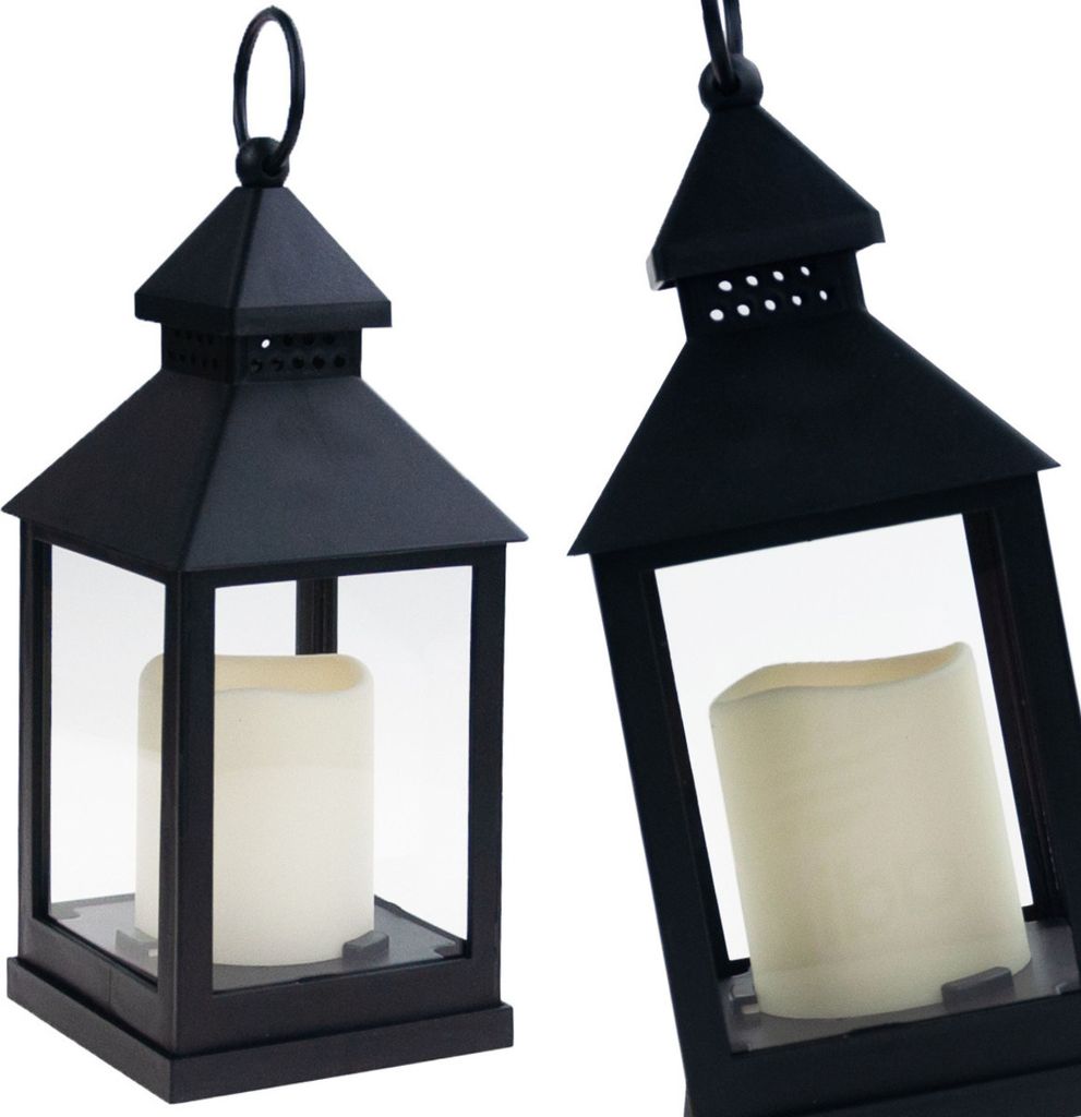 Led Laterne Lampe Schwarz Für Haus Garten Batterie Beleuchtung Balkon Terrasse