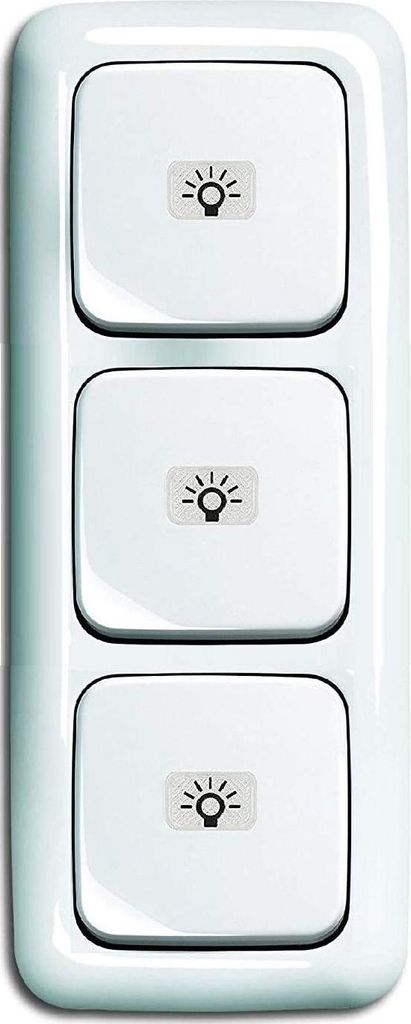 Busch Jäger Lichtschalter Set (3 x Licht) mit Licht Symbol - permanent beleuchtet - 2 x Taster 2020 USGL + 1 x Wechselschalter (AN/AUS) 2000/6 USG...