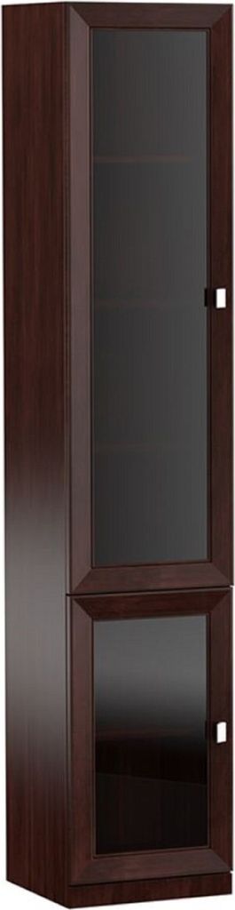 Casa Padrino Luxus Wohnzimmerschrank mit 2 Glastüren Dunkelbraun / Silber 45,4 x 44,2 x H. 225,6 cm - Luxus Qualität