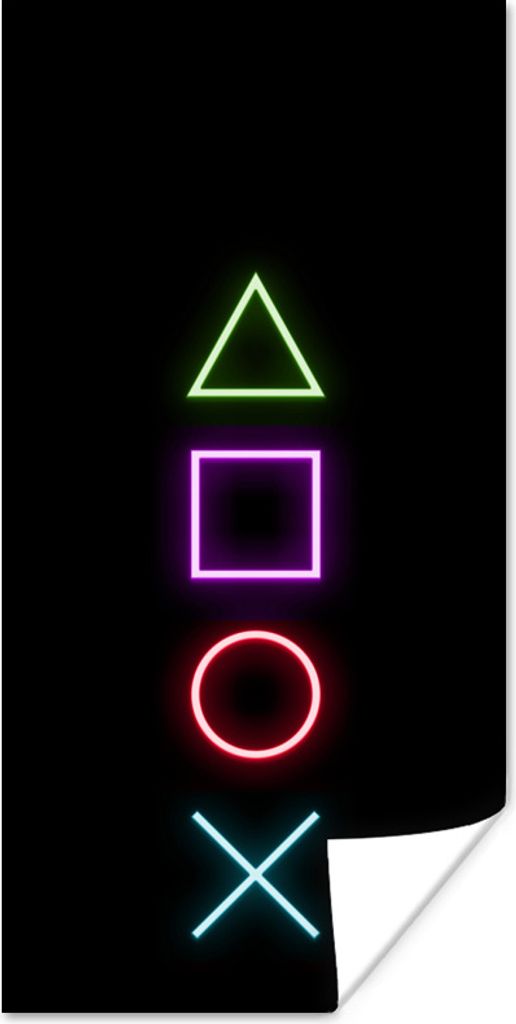 MuchoWow Poster Gaming - Neon - Konsole - Schwarz - Controller - Gaming 40x80 cm - Dekoration