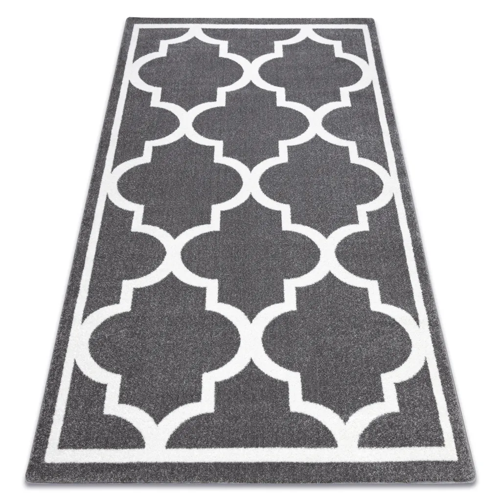 Tapis SKETCH F730 Gris et Blanc - Motif Trèfle Marocain 180x270 cm
