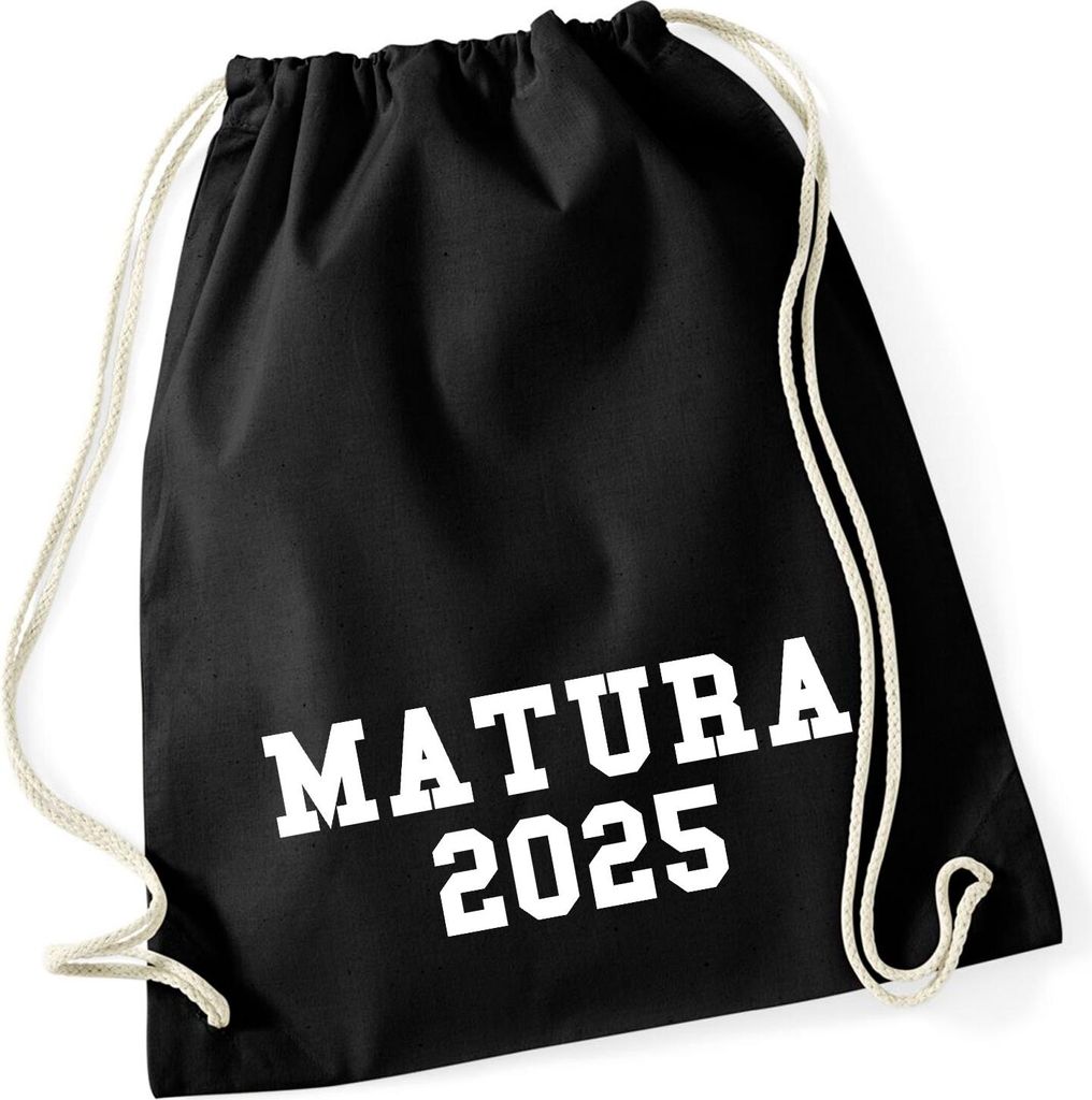 Huuraa Turnbeutel Matura 2025 Abschluss Österreich / Schweiz 12 Liter Black Baumwolle Rucksack Geschenkidee