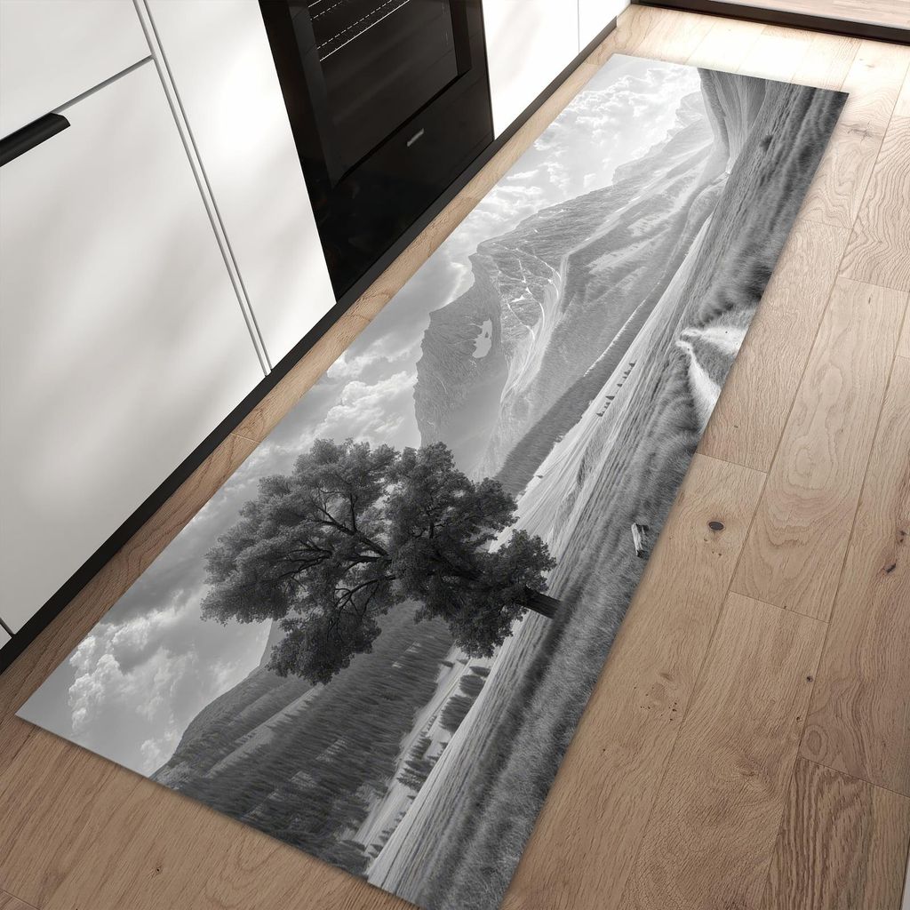 Küchenteppich 80x250cm rutschfest & abwischbar PVC Läufer - Berglandschaft Weg