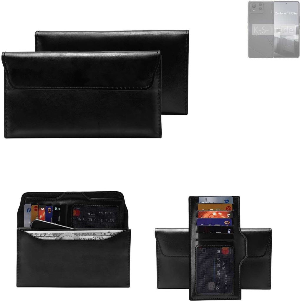 K-S-Trade Handy Hülle kompatibel mit Asus Zenfone 11 Ultra Schutz Hülle Tasche Schutz Case Handytasche Kunstleder schwarz, 1x
