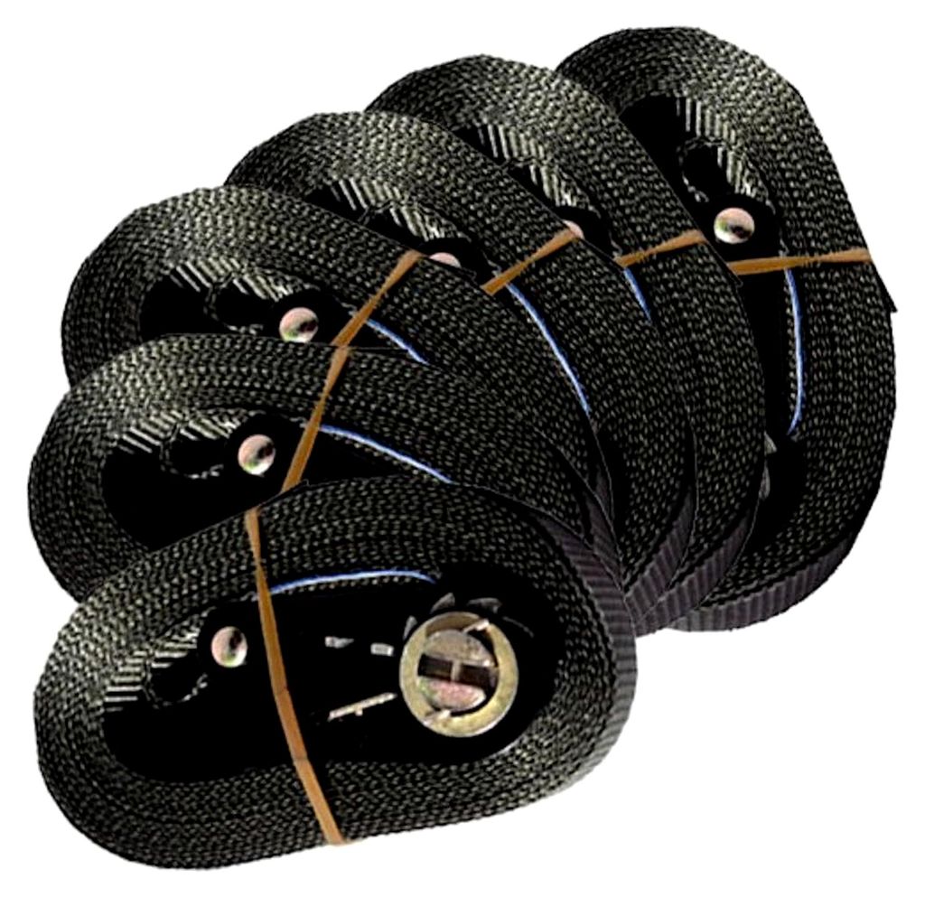 6 Zurrgurte 6 m 0,8 t EN-12195-2 (Schwarz)