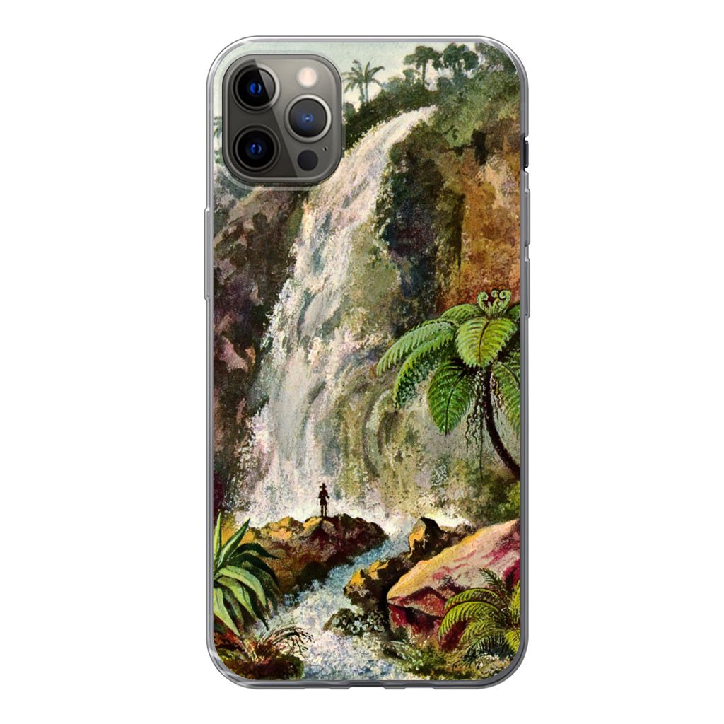 MuchoWow Handyhülle Schutzhülle Hülle für iPhone 13 Pro Max Wasserfall - Kunst - Alte Meister Silikon Softcase Handy Hülle - Mobiltelefon