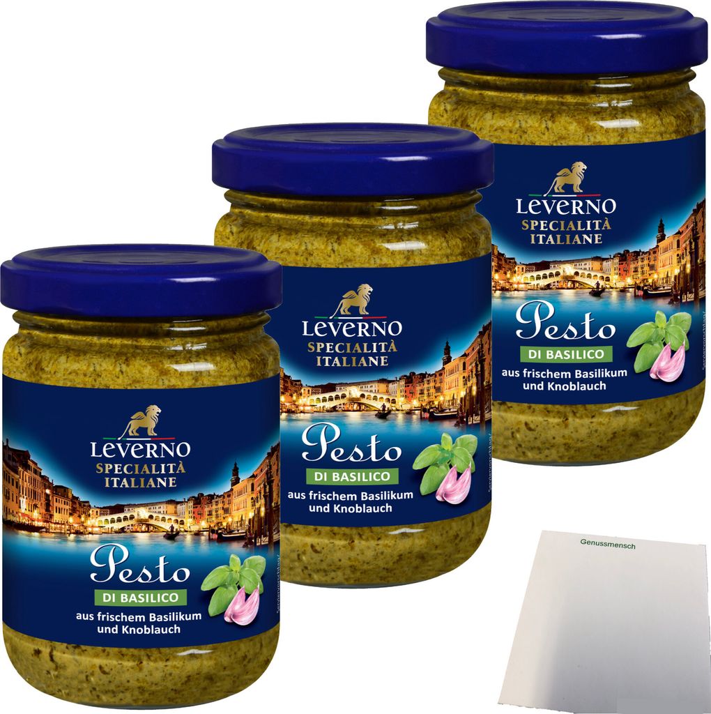 Leverno Pesto di Basilico aus frischem Basilikum und Produktbild 