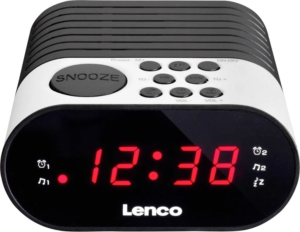 Lenco CR-07 Uhr Schwarz - Weiß Radio (CR07 WHITE)