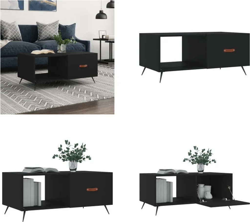vidaXL Tavolo da Divano Nero 90x50x40 cm - Facile da Montare e Pulire