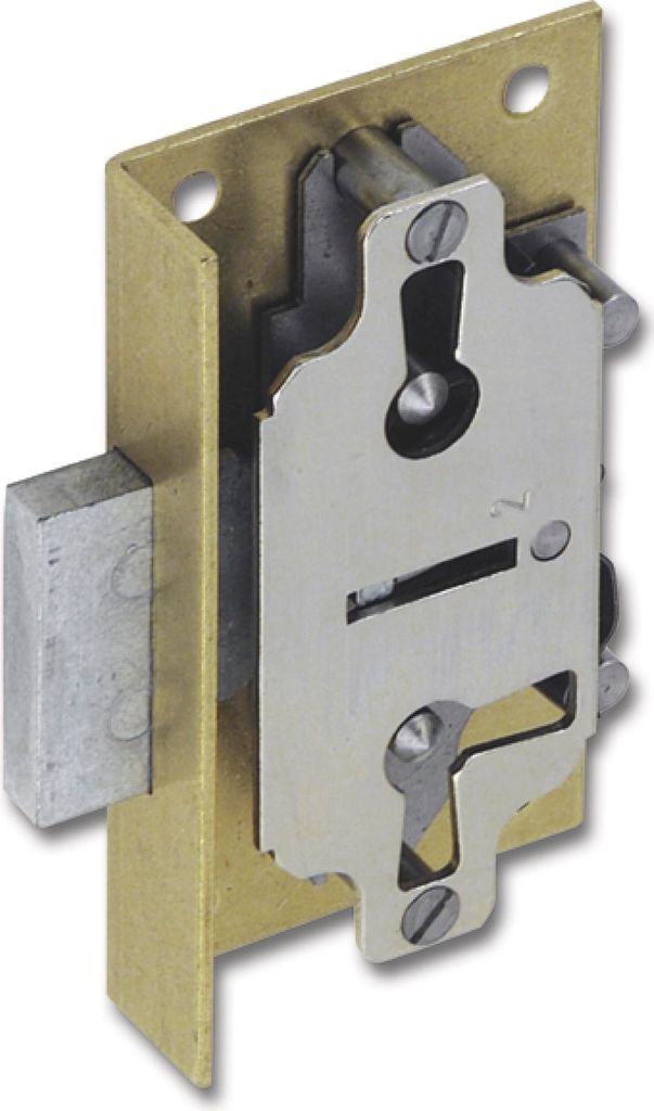 JUNIE 619 Bart-Kastenschloss, Dornmaß 30 mm, Stahl/Rückblech aus Messing