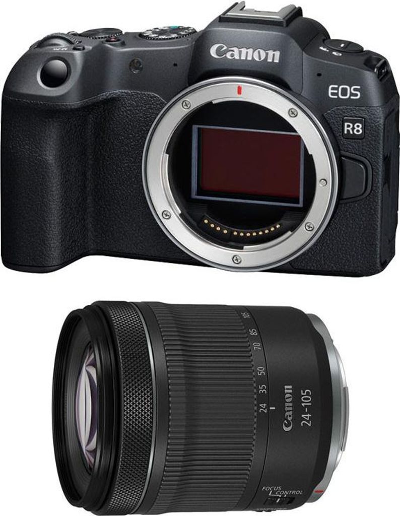 Canon EOS R8 + RF 24-105mm F4-7.1 IS STM, 24,2 MP, 6000 x 4000 Pixel, CMOS, 4K Ultra HD, Touchscreen, Schwarz