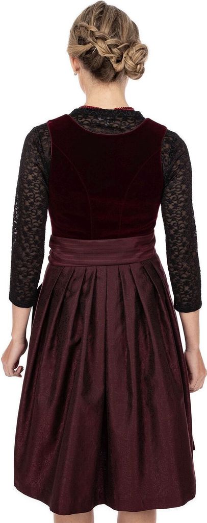 MarJo Dirndl Elsendorf 70cm Midi - Grün-Schwarz Mit Samtband Für Damen