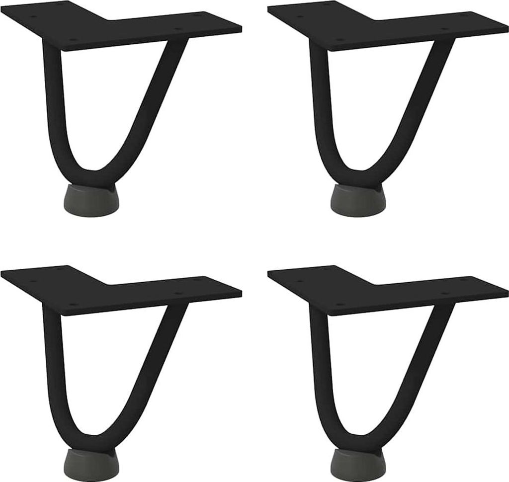 vidaXL Haarnadelbeine für Couchtisch 4 Stk. Schwarz 10 cm Massivstahl