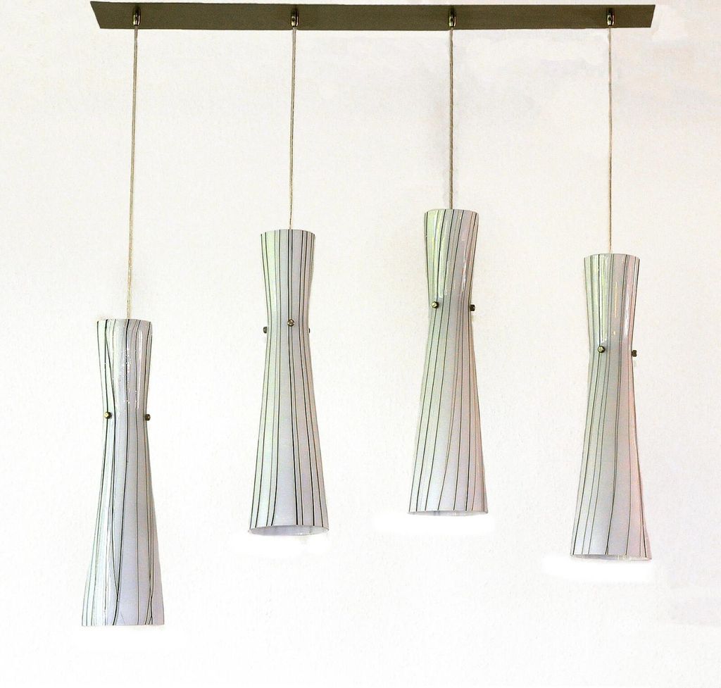 Pendelleuchte Siljia 4flammig moderne Lampe Nickel-Glas Hängelampe Deckenleuchte