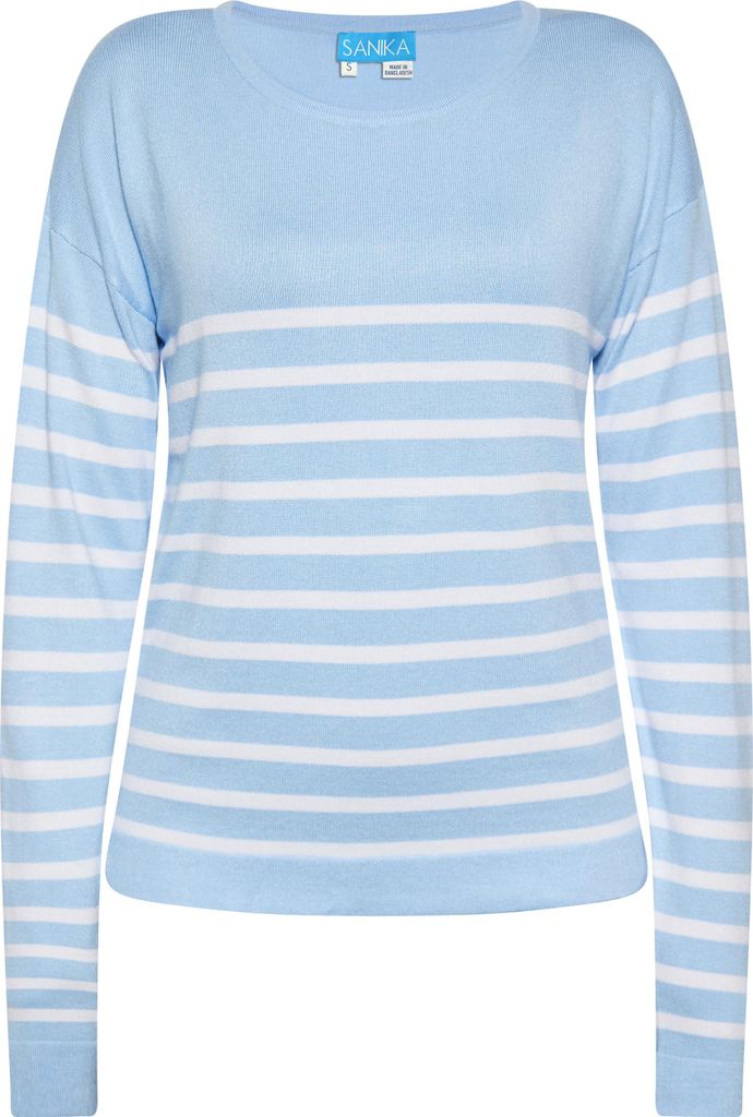 SANIKA damen pullover - hellblau weiss, XXL