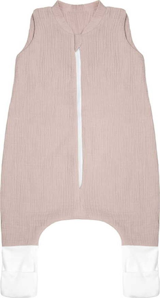 DOLCE SONNO Musselin Babyschlafsack mit Beinen und Sockenfunktion - 1 TOG - Baby Schlafsack mit Füßen - 100% Baumwolle – Beige – Größe M