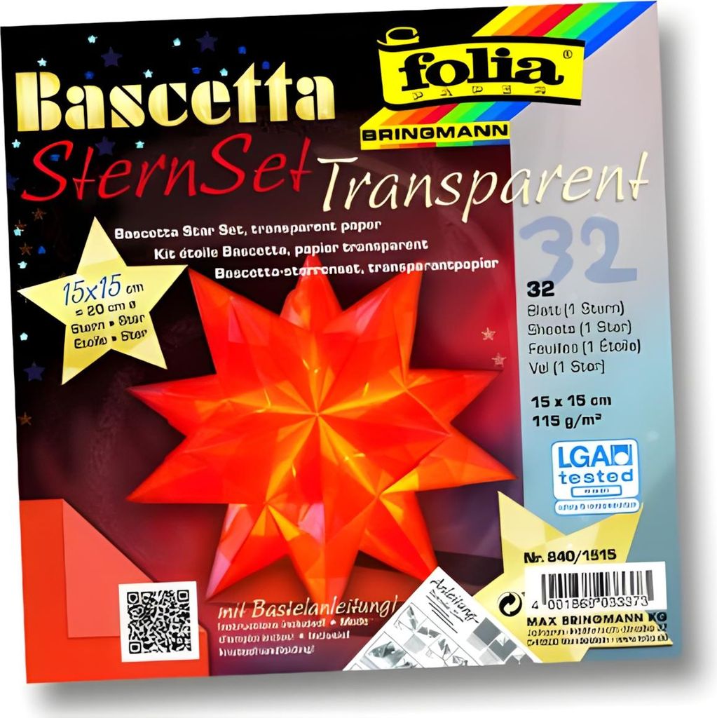 The image shows the packaging of a craft kit for making transparent stars.