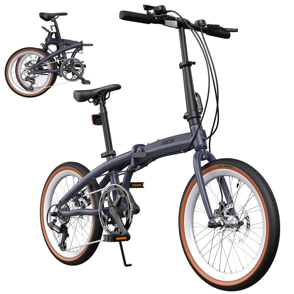 RCB GK4 Faltbares Fahrrad 20 Zoll – Aluminiumrahmen, 7-Gang-Schaltung, Scheibenbremse, Luftreifen, bis 100 kg