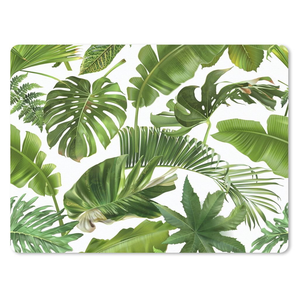 MuchoWow Mauspad Mousepad Blätter - Weiß - Muster - Mädchen - Kinder - Jungen - Kinder 40x30 cm - Mousepads - Maus Mat - Pad - Mausunterlage -...