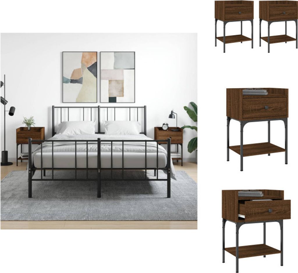 vidaXL Nachttische 2 Stk. Braun Eichen-Optik 40,5x31x60 Holzwerkstoff - Nachttische