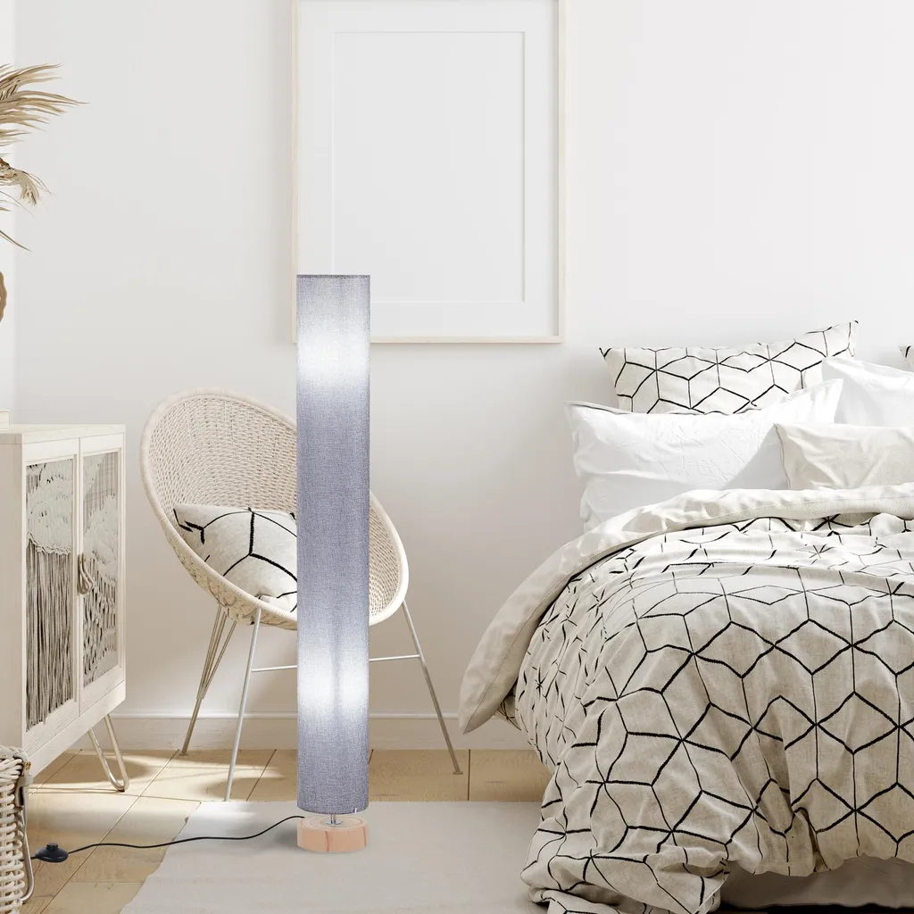 Lampadaire bois gris à intensité modulable : éclairage d'appoint élégant