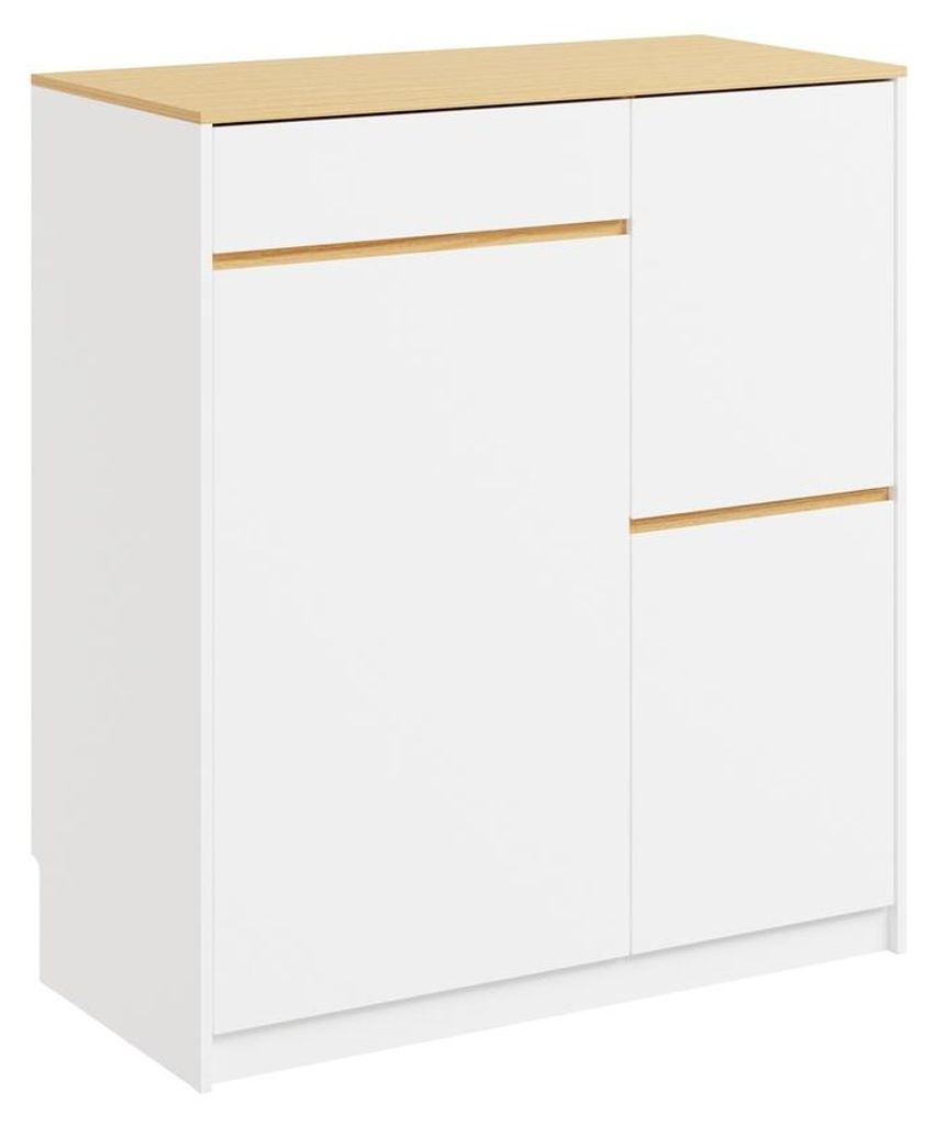 SoBuy Küchenschrank FSB111-WN mit Holzdekor-Decke und weißen Türen in 38x80x90 cm