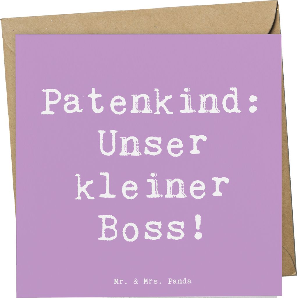 Mr. & Mrs. Panda Grußkarte Spruch Patenkind Boss - Lavendeltraum - Geschenk, faltkarte, Herz, Patenschaft, Liebe zum Detail, Dankeschön, Lächeln...