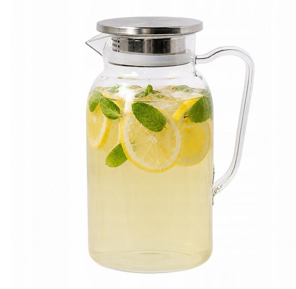 Wasserkaraffe 1,5L mit Deckel Kunststoff Saftkanne Produktbild 