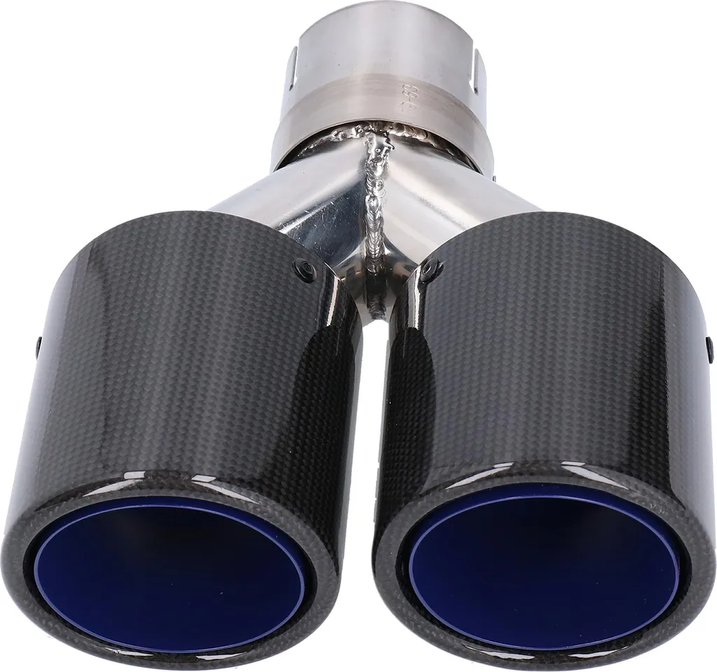 Double sortie d'échappement carbone Y-Design 63mm en inox brillant