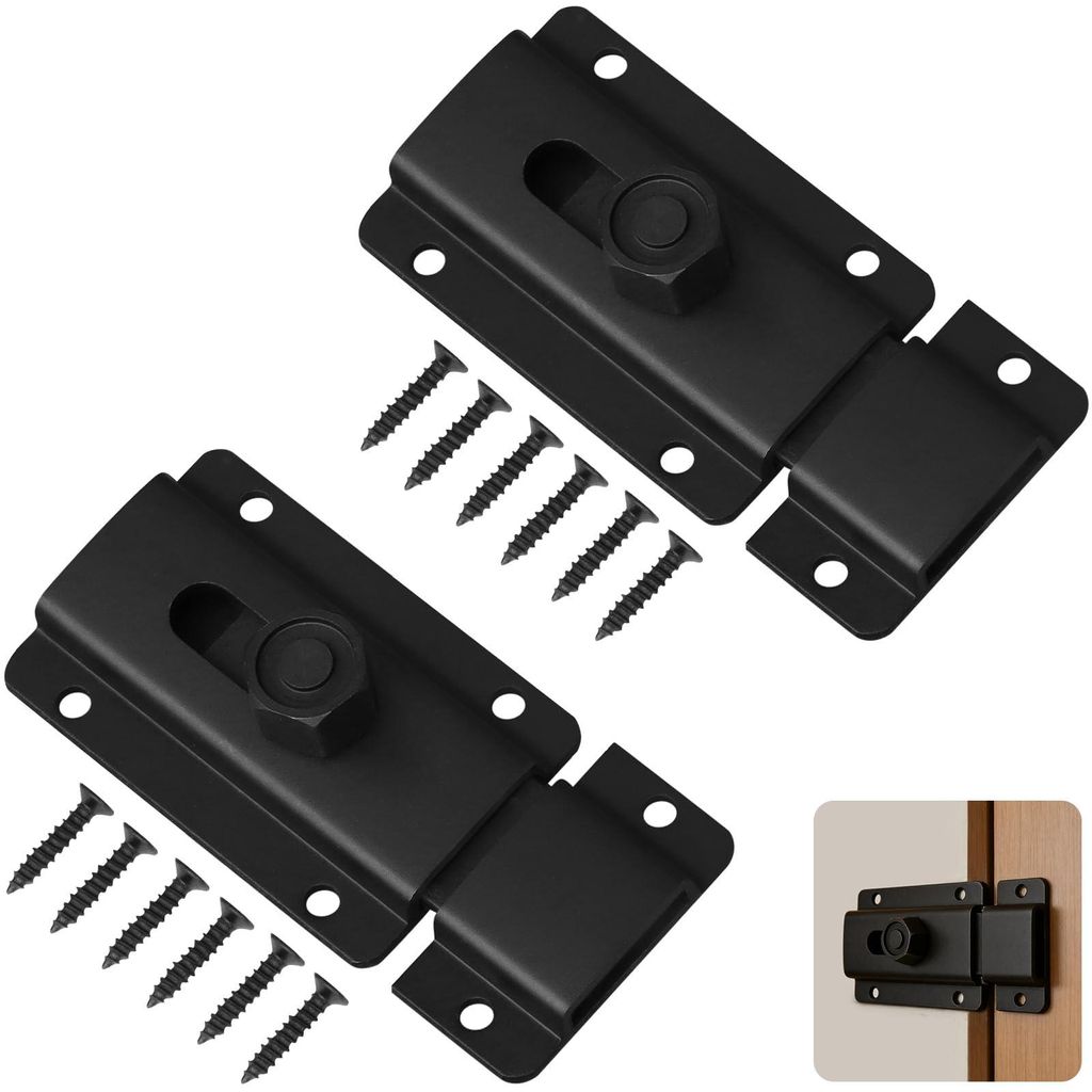 2 schwarze Türschlösser (80 mm) – Aluminium – für WC, Bad und Schlafzimmer – selbstklebend, rostfrei, robust, stabil