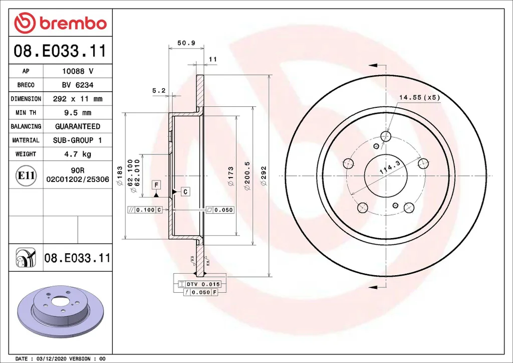 Disque de frein de remplacement Brembo pour conduite urbaine et autoroute
